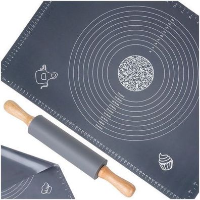 Silikon-Backbrett und Nudelholz 64x45 cm 2 Stück