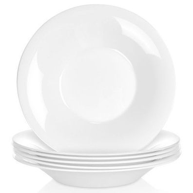 Tiefe Glas-Essteller, weiß, 21,5 cm, 400 ml, 6 Stück