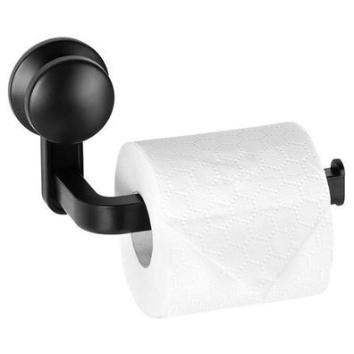 Schwarzer Toilettenpapierhalter mit Saugnapf, 16,5 cm