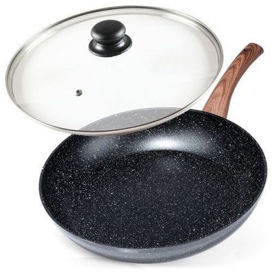Granit-Bratpfanne mit Glasdeckel BLACK&WOOD 32 cm