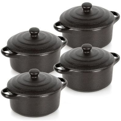 Porzellan-Backschüsseln mit Deckel, 150 ml, 4 Stück