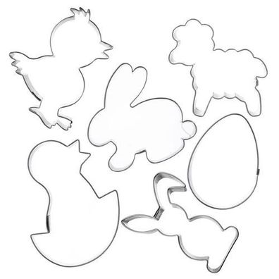 Ausstechform aus Stahl für Süßigkeiten / Lebkuchenplätzchen, Ostern, 6 Stück