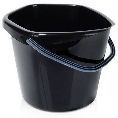 Schwarzer Plastikeimer, 10 l