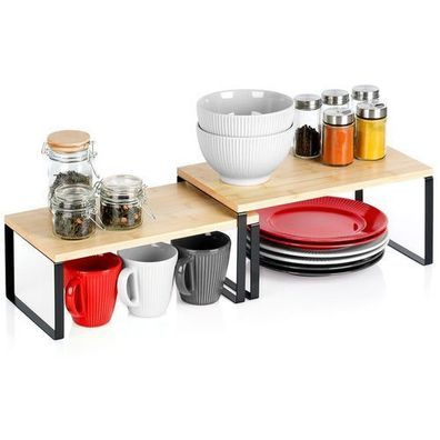 Küchenregal aus Bambus 33,5 x 19,5 x 16 cm / 33,5 x 18,5 x 13,5 cm, 2 Stück