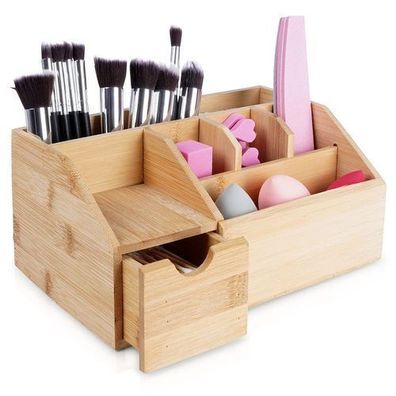 Make-up-Organizer aus Bambus, 24 x 15 x 11 cm
