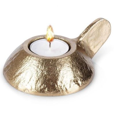 Goldener Aluminium-Kerzenständer, 12 x 9 x 5 cm