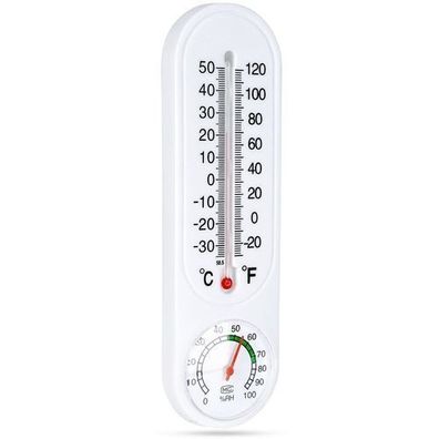 Thermometer mit Hygrometer, weiß, 22 cm