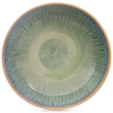 Tiefer Keramik-Speiseteller, grüne Glasur, 20,5 cm, 900 ml
