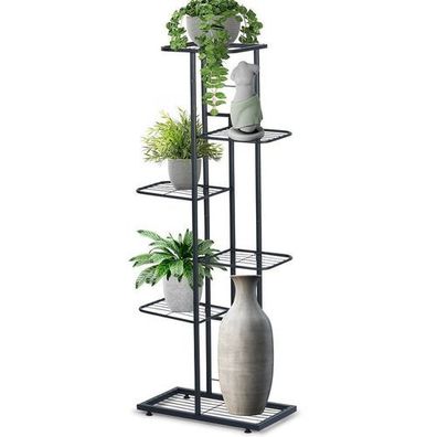 Schwarzer Blumenständer aus Metall, 6-stöckig, 106 cm
