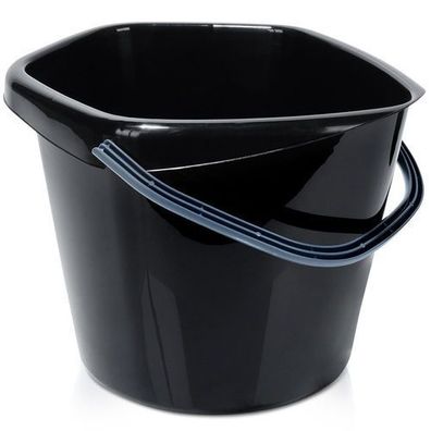 Schwarzer Plastikeimer, 14 l