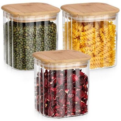 Glasbehälter für lose Produkte mit Deckel und Verschluss 750 ml 3 Stück