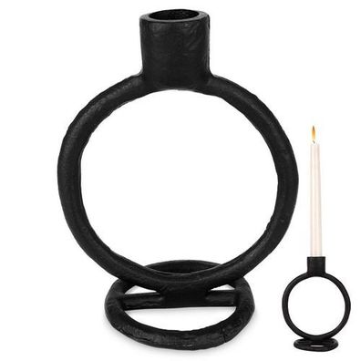 Schwarzer Aluminium-Kerzenständer, 15 cm