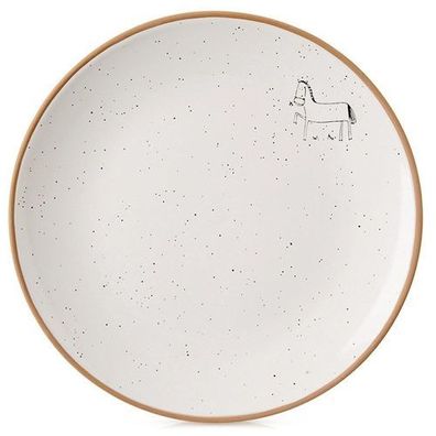 Beigefarbener Keramik-Dessertteller, 20 cm