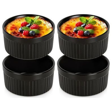 Schwarze Porzellan-Backschüsseln 260 ml 4 Stück
