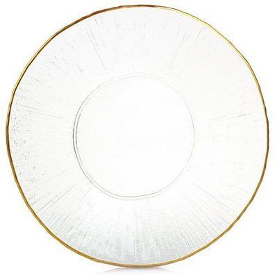 Speiseteller, flaches Glas, goldene Platte, 30 cm