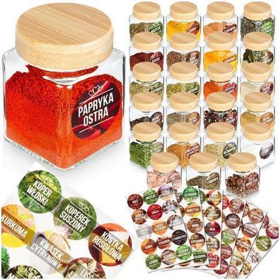 Gewürzbehälter aus Glas, 100 ml, 24 Stück + 90 Aufkleber