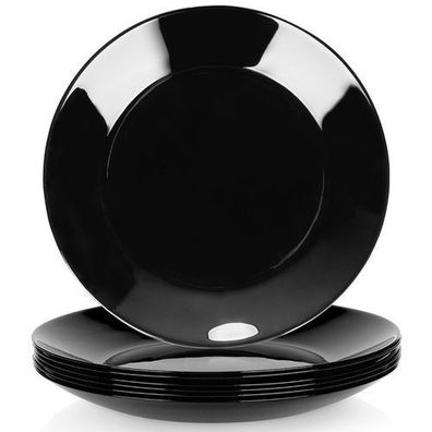 Schwarze Dessertteller aus Glas, 18 cm, 6 Stück