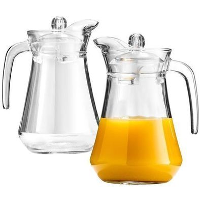 Glaskrug für Getränke mit Henkel und Deckel, 2er-Set, 2 x 1,4 l