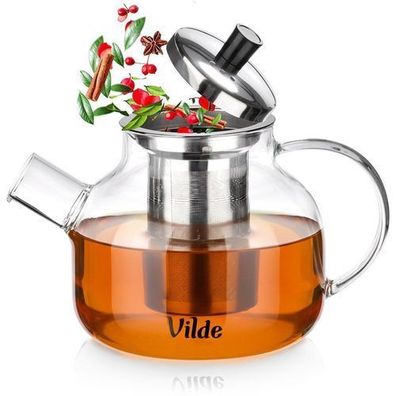 Hitzebeständige Glas-Teekanne mit Teesieb, 850 ml