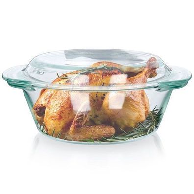 Ofenfeste Glasform mit Deckel, 1,4 l + 430 ml