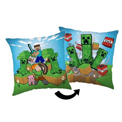 Minecraft 1 Stück Grün Kissen 40 × 40 cm für Kinderzimmer Bett Sofa und Dekoration