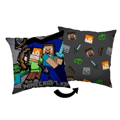 Minecraft 1 Stück Grau Kissen 40 × 40 cm für Kinderzimmer Bett Sofa und Dekoration