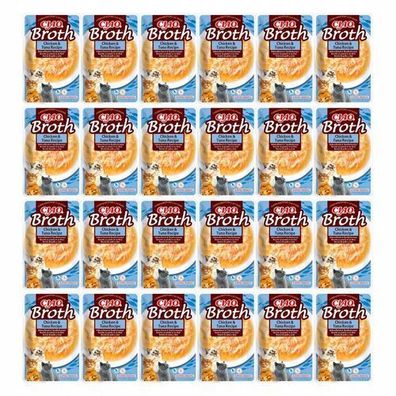 INABA CIAO Nassfutter-Delikatesse für Katzen, Hühner- und Thunfischbrühe, 24 x 40 g