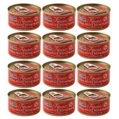 FISH4CATS Thunfischfilet mit Garnelen - Nassfutter für Katzen - 12 x 70 g