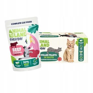ANIMAL ISLAND Nassfutter für Katzen, Rindfleisch in Brühe, 40 x 85 g
