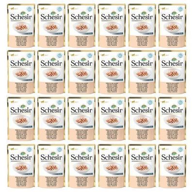 Schesir Einzelportion Thunfisch mit Lachs Nassfutter für Katzen, 24 x 50 g
