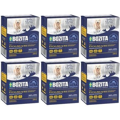 BOZITA Hühnerfleischstücke mit Reis in Gelee 6x370g