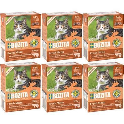 Nassfutter für sterilisierte Katzen BOZITA IN GELEE MIT Rindfleisch 6x370G