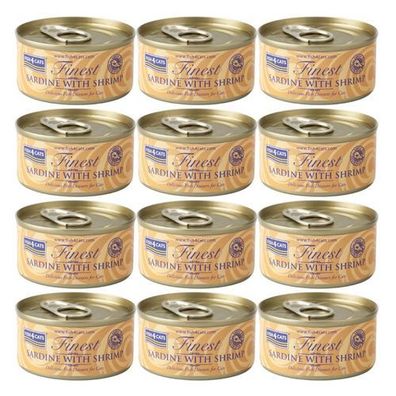 FISH4CATS Sardinen mit Garnelen - Nassfutter für Katzen - 12 x 70 g