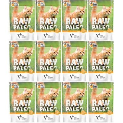VetExpert Rohfutter Paleo für ausgewachsene Katzen, Truthahn, 12 x 100 g