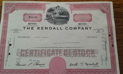 Aktie The Kendall Company Aktie historisches Wertpapier rosa - entwertet