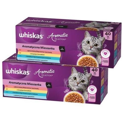Whiskas Nassfutter für Katzen, Aromabeutel, Geschmacksmischung, 80 x 85 g