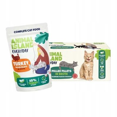 Nassfutter für Katzen ANIMAL ISLAND Truthahn in Brühe 40 x 85 g