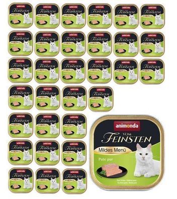 Animonda Vom Feinsten Mildes Menu Pute pur - Nassfutter für Katzen - 32x100 g