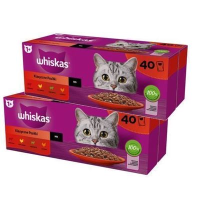 Whiskas Nassfutter für ausgewachsene Katzen – Klassische Mahlzeiten in Soße, 80 x 85