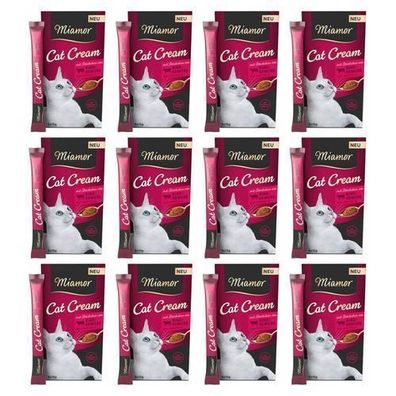 MIAMOR Cremige Katzenleckerei: Creme-Pasta mit Rindfleisch und Gemüse, 60 x 15 g