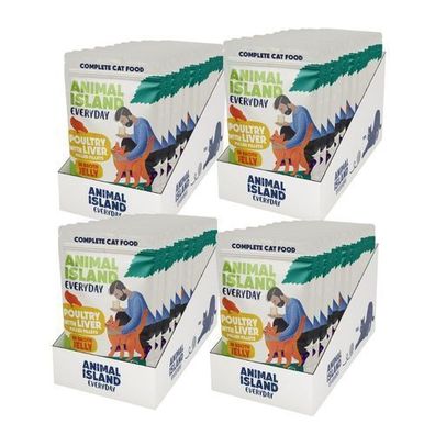 Animal Island NEUES JELLY Everyday 12ER-PACK Geflügel-Nassfutter für Katzen 48 x 85 g