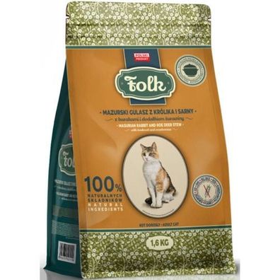FOLK Trockenfutter für Katzen, Masurischer Kaninchen- und Hirscheintopf, 7 kg