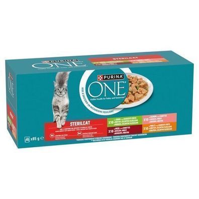 PURINA ONE Sterilcat Rind, Huhn, Lachs 40 x 85 g