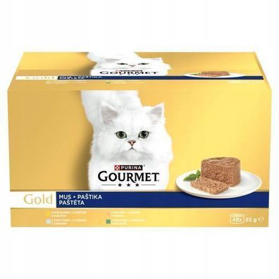 PURINA Gourmet GOLD Mousse, Geschmacksmischung, 48 x 85 g