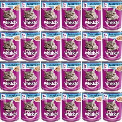 Whiskas Adult mit Thunfisch in Gelee - Nassfutter für Katzen - Dose - 24 x 400 g