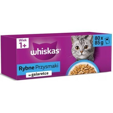 Nassfutter für Katzen Whiskas Fisch in Gelee 80 x 85 g