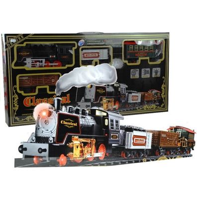 Leantoys Klassisches Eisenbahnset mit großen Waggons 650 cm + Gleiser