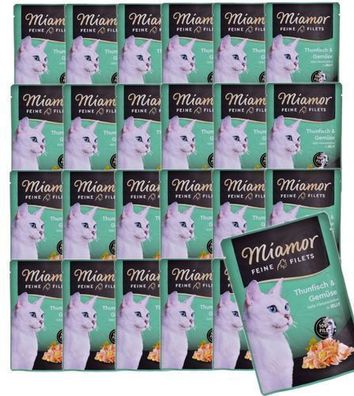 MIAMOR Feine Filets Thunfisch mit Gemüse, Nassfutter für Katzen, 24 x 100 g