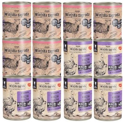 Wiejska Zagroda Nassfutter für Katzen, Geschmacksmischung, 12 x 400 g