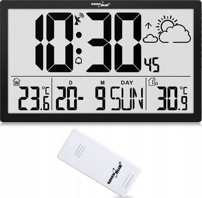 Greenblue Wetterstation GROSSE LCD-WANDUHR GB218
